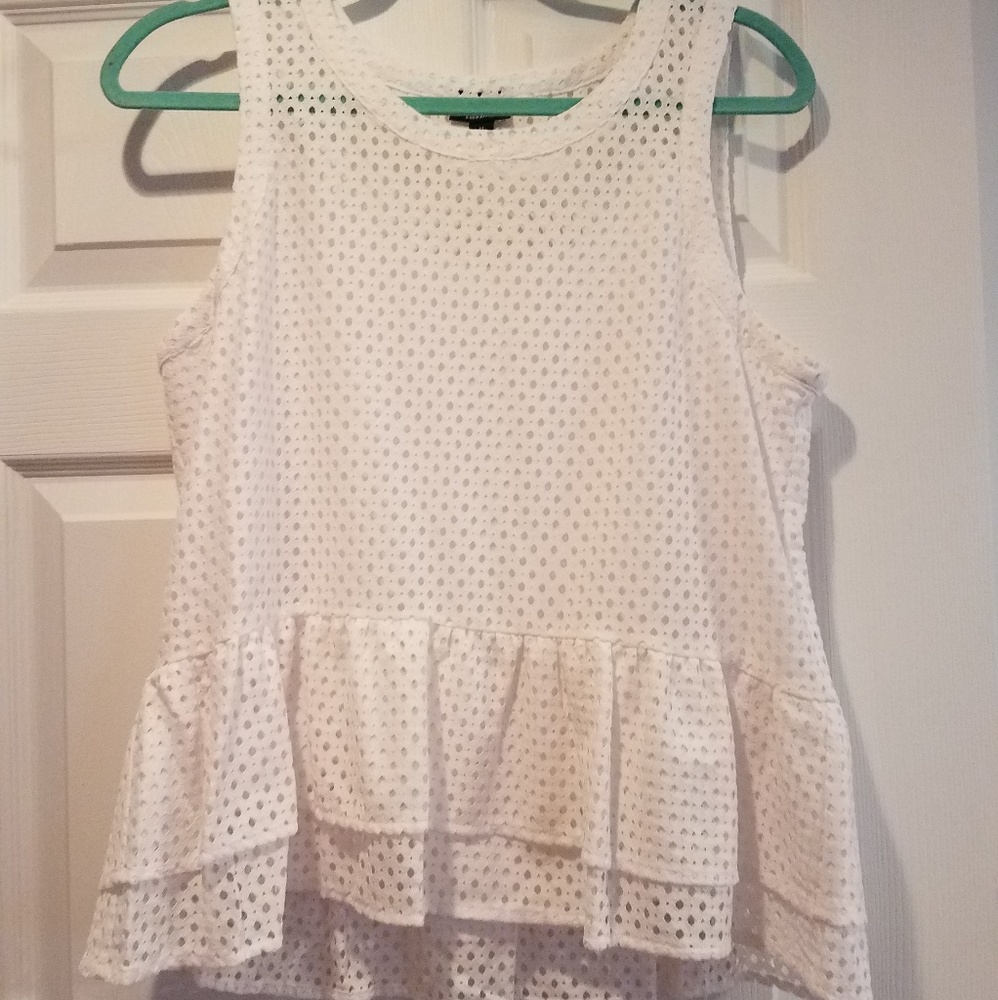 White Peplum Tank Top